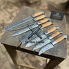 Hand Forged 7-Piece Damascus Chef Knife Set — Natural Wood Handles by JW SteelCrafts