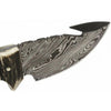 Damascus Steel Skinner Knife w/ Stag Handle and Gut Hook /Hunting Fixed Blade Knife by JW SteelCrafts