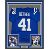 Framed Autographed/Signed Antoine Bethea 35x39 Indianapolis Blue Football Jersey JSA COA by Hall of Fame Sports Memorabilia