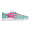 "Aqua Abstract" Jordan 1 Golf Shoes by Stadium Custom Kicks