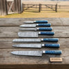 Artisan Damascus Specialty Chef Set — Sujihiki Carver, Nakiri Cleaver & Bunka/Petty Trio Collection by JW SteelCrafts
