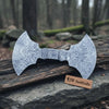 9 Inch Wide Double Bit Damascus Axe Head by JW SteelCrafts