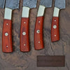 5 Piece Damascus Kitchen Knife Set with Rosewood Handles, Cleaver Bread Chef Utility and Paring Knives, Handmade Professional Cooking Set by JW SteelCrafts