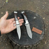 3-Piece High Carbon Steel Kitchen Knife Set — Cleaver, Chef & Paring Knife with Dark Rosewood Handles & Leather Sheaths by JW SteelCrafts