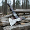 Viking Bearded Axe with Norse Engraved Blade and Leather Sheath by JW SteelCrafts