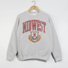 Midwest Crewneck Sweatshirt | Vintage Collegiate Graphic Pullover by Hey Jude Graphic Tees