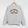 Iced Coffee & Thrifting Crewneck – Neutral Thrift Girl Sweatshirt by Hey Jude Graphic Tees