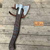 Handmade Viking Double-Bit Carbon Steel Axe with Norse Rune Etching and Engraved Hardwood Handle by JW SteelCrafts