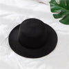 Autumn Winter Polyester Flat Top Hat For Women's Luxury Wide Fedora Hat Jazz Cap Classic Wide Hat Women Comfortable Elegant Hat For Summer Classic Design by Stevvex