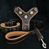 "AZTEC" BIG dog SET - Harness - collar - lead. Brown by Bestia Dog Gear