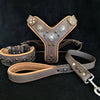 "AZTEC" BIG dog SET - Harness - collar - lead. Grey by Bestia Dog Gear