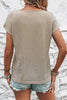 Smoke Gray Button Detail Batwing Sleeve Casual Tee