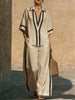 Women’s Color Block Shirt and Wide-Leg Pants Set by FitiqueFit