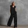 Women’s Sleeveless Striped Top and Full-Length Pants Set by FitiqueFit