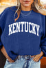 Dark Blue Raised Rib KENTUCKY/ Leopard KY Printed Sweatshirt by Wild and Free Boutique