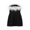Off-neck Elastic Hot Girl Feather Decoration Dress