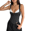 Contrast-color Ruffled Bust Cup Fishbone-style Workwear Vest by My Store