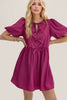 Elegant Ruched Puff Sleeve Mini Dress Vintage Bow Detail Cute Short Dress for Women by Stevvex