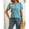 Women’s Notch V‑Neck Short‑Sleeve Tunic Top by FitiqueFit