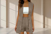 Women's V-Neck Sleeveless Vest Jacket & Shorts Set – Elegant Commuter Style by FitiqueFit