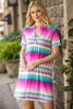 Colorful Full Size Striped Short Sleeve Mini Tee Dress Plus Size Casual Essential Summer Dress by Stevvex