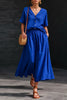 Women's Cotton-Linen V-Neck Button-Up Top & Long Skirt Set by FitiqueFit