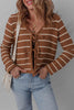 Chestnut Tie Front Striped Knit V Neck Cardigan Sweater by Wild and Free Boutique