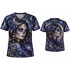Lady's Mexican Día de los Muertos Skull La Catrina V-Neck Shirt – Day of the Dead Heritage Graphic Tee