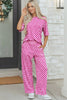 Rose Checkered Print Half Sleeve Tee 2pcs Lounge Pant Set by Wild and Free Boutique