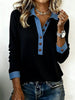 Contrast Color Button-Detail Pullover Knit Top – Women’s Elegant Commuter by FitiqueFit