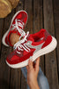 White Rhinestone PU Leather Platform Casual Sneakers by Wild and Free Boutique