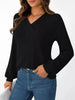 Ribbed Knit V-Neck Long Sleeve T-Shirt by Simply Love