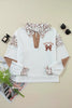 White game day Rugby Bow Embroidered Graphic Leopard Collar Color Block Patchwork Top by Wild and Free Boutique
