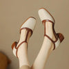 Women's Leather T-Strap Mule Sandals by FitiqueFit