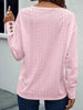 Eyelet V-Neck Long Sleeve T-Shirt by Simply Love