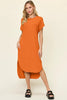 Double Take Full Size Round Neck Short Sleeve Slit Dress Stylish & Comfortable Casual Dress by Stevvex