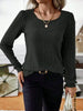 Ribbed Knit Long Sleeve T-Shirt by Simply Love
