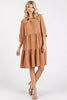 Button Detail Collared Neck Tiered Shirt Dress – Sophisticated and Versatile Dress with Classic Button Details and Flattering Tiered Silhouette