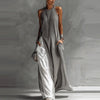 Women's Sleeveless Loose Contrast Color Dress with Pockets by FitiqueFit