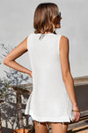 Black Scoop Neck Waffle Knit Splicing Flowy Vest