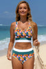 Green Floral Print Racerback High Waist Bikini Swimwear by Wild and Free Boutique