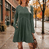 Women's Solid Color Long Sleeve Knit Dress by FitiqueFit