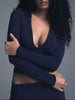 V-Neck Long Sleeve Crop T-Shirt by Simply Love