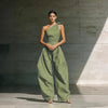 Women's Loose Sleeveless Off-Shoulder Belted Wide-Leg Jumpsuit by FitiqueFit