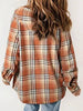 Plaid Snap Down Plush Hooded Jacket Soft & Warm Women Outerwear Cozy And Comfortable Jacket by Stevvex