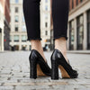 Women's Retro Chunky Heel Pointed Toe Pumps – Slip-On Office Heels by FitiqueFit
