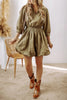 Elegant Green Sleeve Mini Dress Timeless Smocked Design Vintage Dress For Women by Stevvex