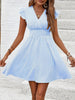 Women's Mini Dress V Neck Flutter Sleeve Striped Summer Dress by FitiqueFit