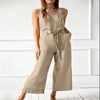 Women's Solid-Color Mid-Rise Full-Length Cotton Trousers by FitiqueFit
