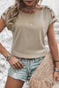 Smoke Gray Button Detail Batwing Sleeve Casual Tee